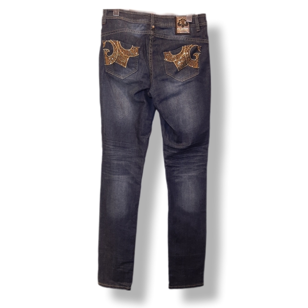 House Of Dereon Beyonce Skinny Jeans Embellished Fleur De Lis Denim